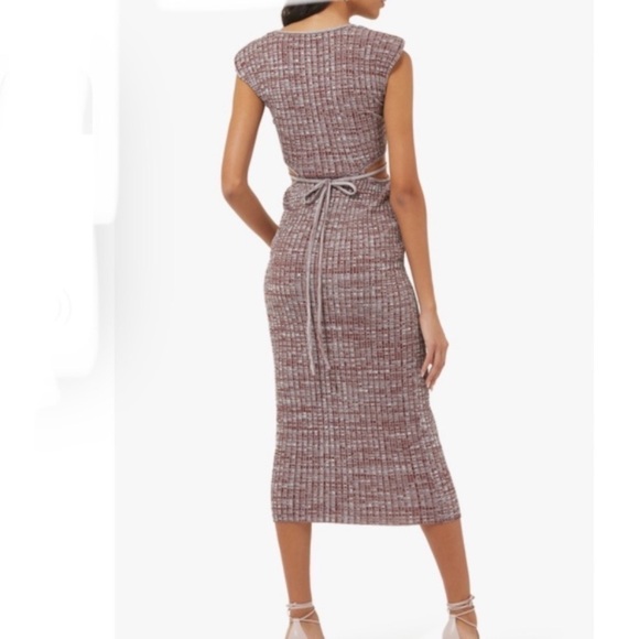 SELF PORTRAIT Crossover Knit Dress Light Blue Red Mix - Picture 8 of 8